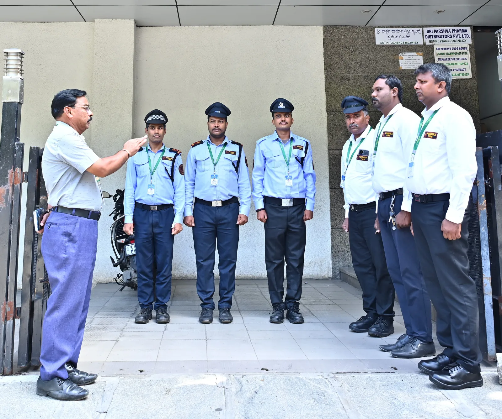 Poorvika FMS guards deployed at a pharma distributor site
